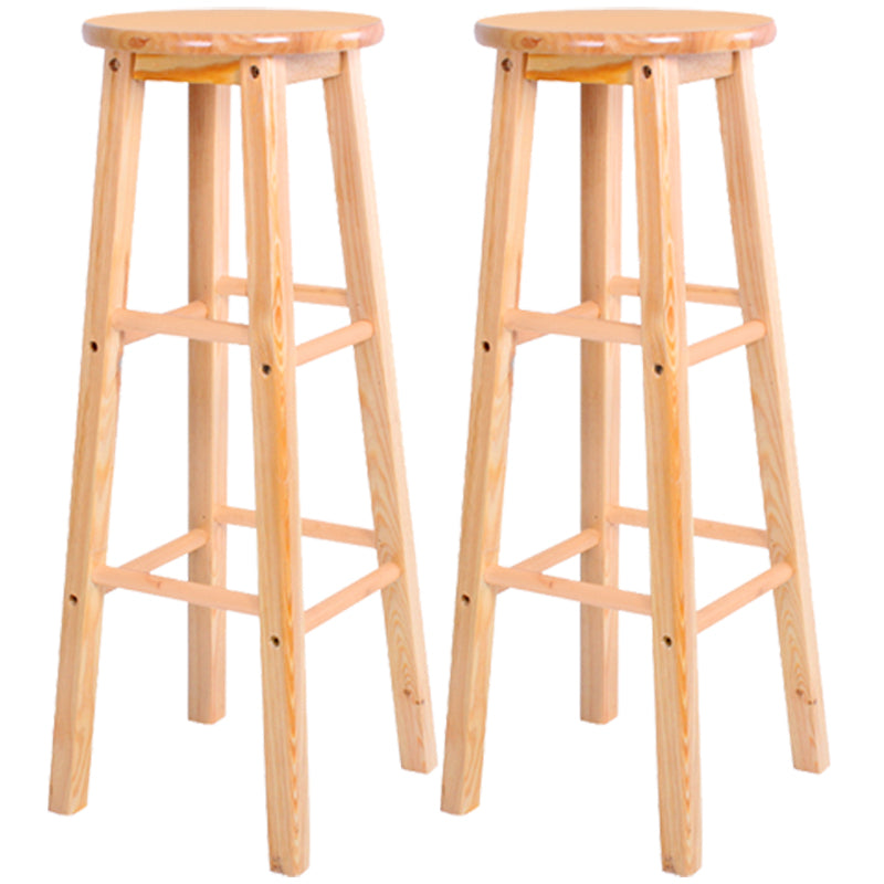 Contemporary Solid Wood Barstools Indoor Bar Stool with Wood Seat and Footrest Wood 2 Piece Set Extra Tall Stool(35"H) Clearhalo 'Bar Furniture' 'Bar Stools' 'bar_stools' 'furn' 'furn_bar_stools' 'furniture_bar_stools' 'Kitchen & Dining Furniture' 'kitchen&dining_furn' 'kitchen' 'kitchen_furn' Furniture' 4463639