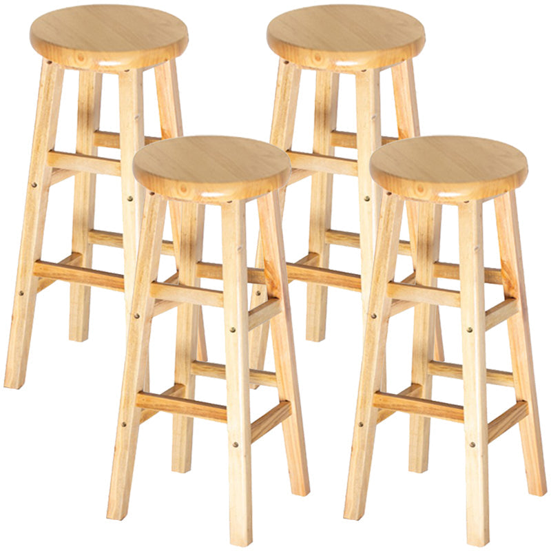 Contemporary Solid Wood Barstools Indoor Bar Stool with Wood Seat and Footrest Natural 4 Piece Set Clearhalo 'Bar Furniture' 'Bar Stools' 'bar_stools' 'furn' 'furn_bar_stools' 'furniture_bar_stools' 'Kitchen & Dining Furniture' 'kitchen&dining_furn' 'kitchen' 'kitchen_furn' Furniture' 4463642