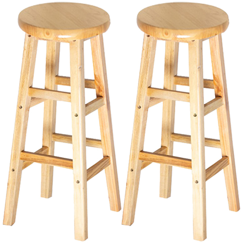 Contemporary Solid Wood Barstools Indoor Bar Stool with Wood Seat and Footrest Natural 2 Piece Set Clearhalo 'Bar Furniture' 'Bar Stools' 'bar_stools' 'furn' 'furn_bar_stools' 'furniture_bar_stools' 'Kitchen & Dining Furniture' 'kitchen&dining_furn' 'kitchen' 'kitchen_furn' Furniture' 4463643
