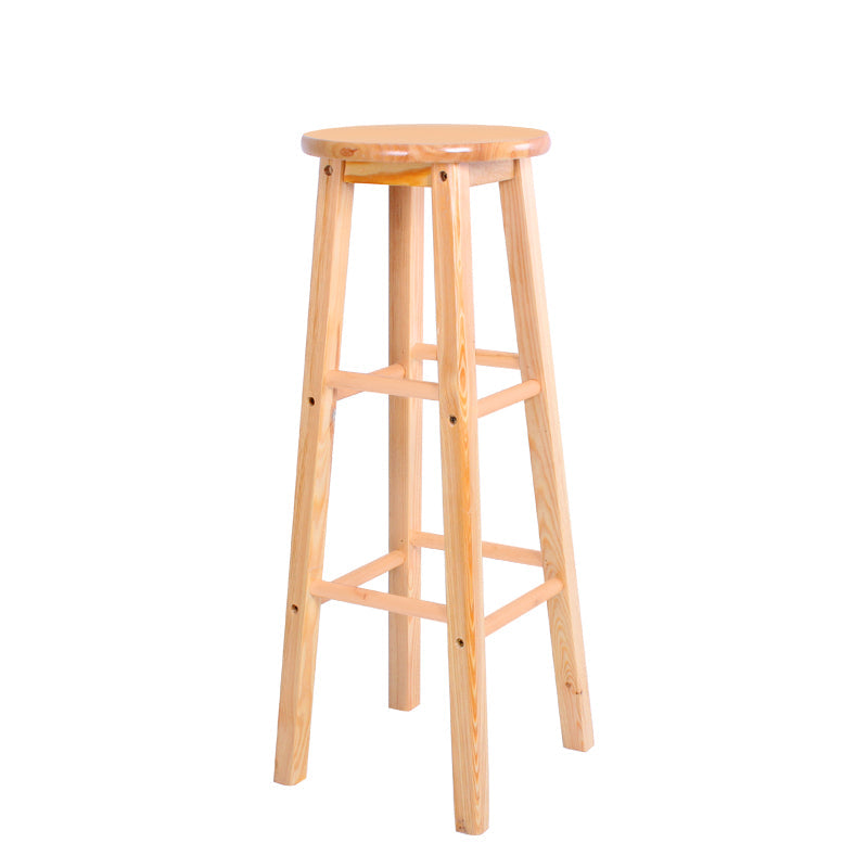 Contemporary Solid Wood Barstools Indoor Bar Stool with Wood Seat and Footrest Wood 1 Piece Extra Tall Stool(35"H) Clearhalo 'Bar Furniture' 'Bar Stools' 'bar_stools' 'furn' 'furn_bar_stools' 'furniture_bar_stools' 'Kitchen & Dining Furniture' 'kitchen&dining_furn' 'kitchen' 'kitchen_furn' Furniture' 4463651