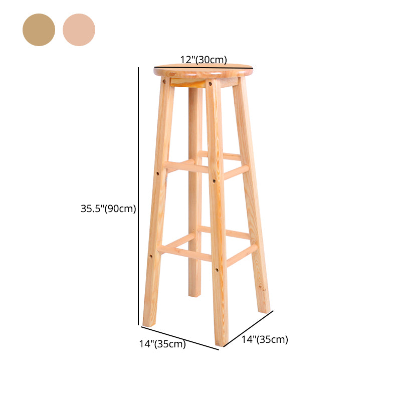 Contemporary Solid Wood Barstools Indoor Bar Stool with Wood Seat and Footrest Clearhalo 'Bar Furniture' 'Bar Stools' 'bar_stools' 'furn' 'furn_bar_stools' 'furniture_bar_stools' 'Kitchen & Dining Furniture' 'kitchen&dining_furn' 'kitchen' 'kitchen_furn' Furniture' 4463657