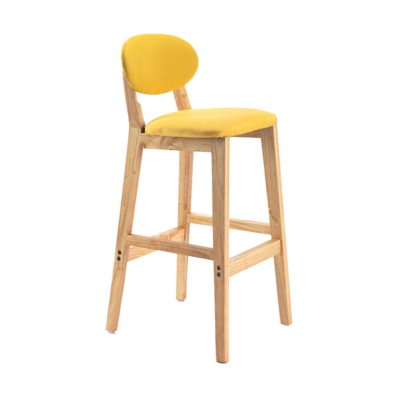 Modern Armless Backrest Counter Stool Wood Dessert Shop Bar Stool with Cushion and Pedal Yellow 1 Piece Clearhalo 'Bar Furniture' 'Bar Stools' 'bar_stools' 'furn' 'furn_bar_stools' 'furniture_bar_stools' 'Kitchen & Dining Furniture' 'kitchen&dining_furn' 'kitchen' 'kitchen_furn' Furniture' 4463785