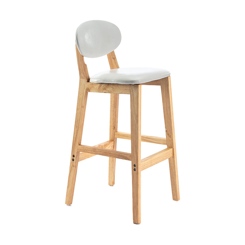 Modern Armless Backrest Counter Stool Wood Dessert Shop Bar Stool with Cushion and Pedal White 1 Piece Clearhalo 'Bar Furniture' 'Bar Stools' 'bar_stools' 'furn' 'furn_bar_stools' 'furniture_bar_stools' 'Kitchen & Dining Furniture' 'kitchen&dining_furn' 'kitchen' 'kitchen_furn' Furniture' 4463790