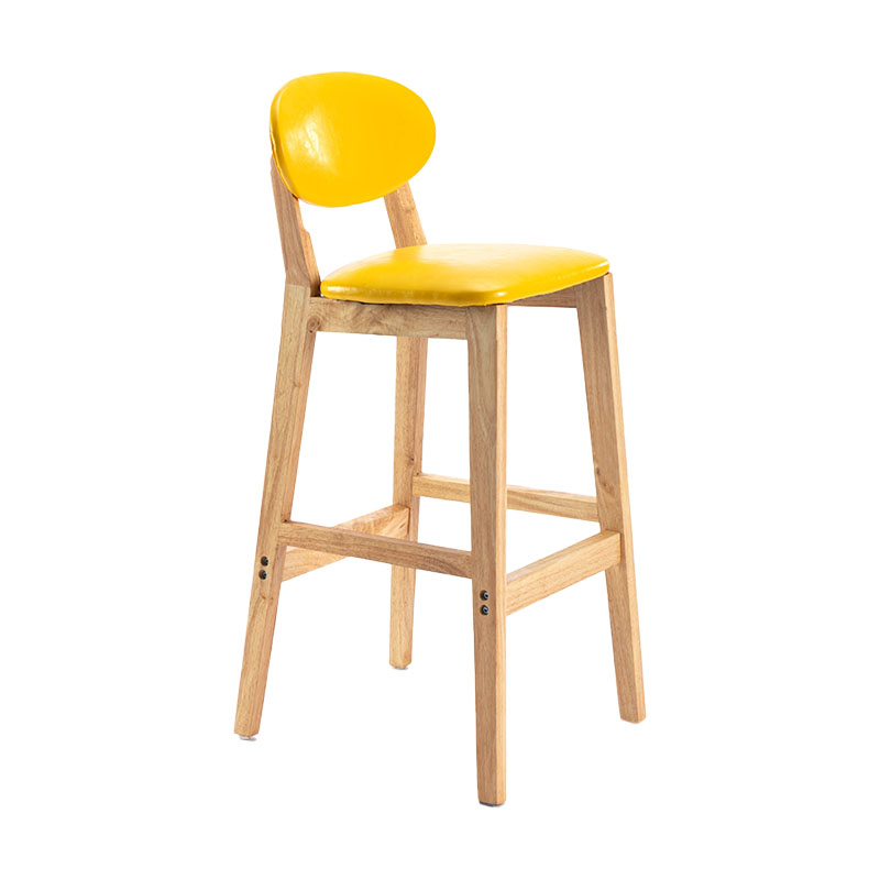 Modern Armless Backrest Counter Stool Wood Dessert Shop Bar Stool with Cushion and Pedal Fluorescent Yellow 1 Piece Clearhalo 'Bar Furniture' 'Bar Stools' 'bar_stools' 'furn' 'furn_bar_stools' 'furniture_bar_stools' 'Kitchen & Dining Furniture' 'kitchen&dining_furn' 'kitchen' 'kitchen_furn' Furniture' 4463794