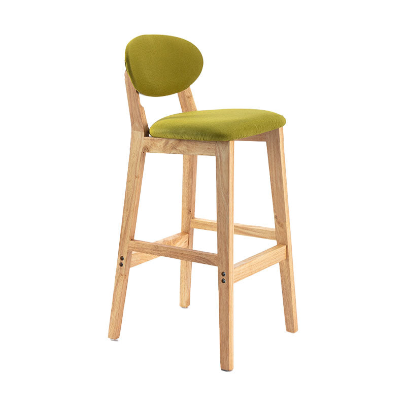 Modern Armless Backrest Counter Stool Wood Dessert Shop Bar Stool with Cushion and Pedal Light Green 1 Piece Clearhalo 'Bar Furniture' 'Bar Stools' 'bar_stools' 'furn' 'furn_bar_stools' 'furniture_bar_stools' 'Kitchen & Dining Furniture' 'kitchen&dining_furn' 'kitchen' 'kitchen_furn' Furniture' 4463797