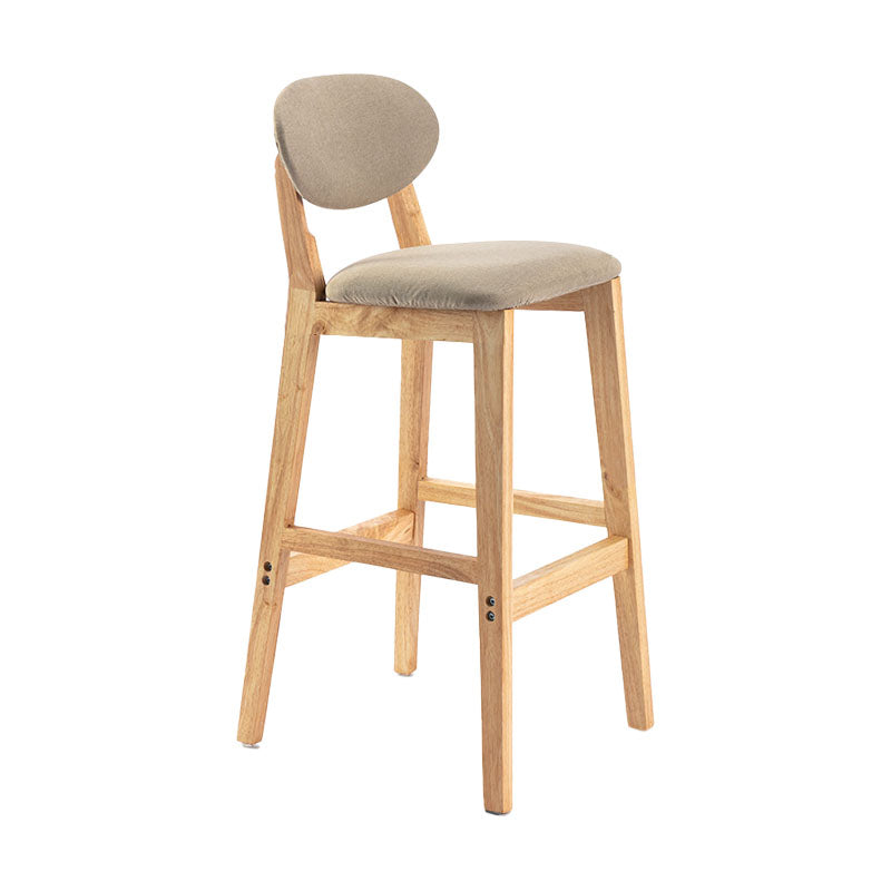 Modern Armless Backrest Counter Stool Wood Dessert Shop Bar Stool with Cushion and Pedal Khaki 1 Piece Clearhalo 'Bar Furniture' 'Bar Stools' 'bar_stools' 'furn' 'furn_bar_stools' 'furniture_bar_stools' 'Kitchen & Dining Furniture' 'kitchen&dining_furn' 'kitchen' 'kitchen_furn' Furniture' 4463803
