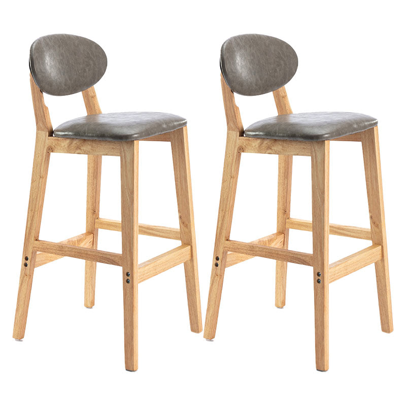 Modern Armless Backrest Counter Stool Wood Dessert Shop Bar Stool with Cushion and Pedal Grey 2 Piece Set Clearhalo 'Bar Furniture' 'Bar Stools' 'bar_stools' 'furn' 'furn_bar_stools' 'furniture_bar_stools' 'Kitchen & Dining Furniture' 'kitchen&dining_furn' 'kitchen' 'kitchen_furn' Furniture' 4463808