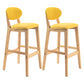 Modern Armless Backrest Counter Stool Wood Dessert Shop Bar Stool with Cushion and Pedal Yellow 2 Piece Set Clearhalo 'Bar Furniture' 'Bar Stools' 'bar_stools' 'furn' 'furn_bar_stools' 'furniture_bar_stools' 'Kitchen & Dining Furniture' 'kitchen&dining_furn' 'kitchen' 'kitchen_furn' Furniture' 4463809