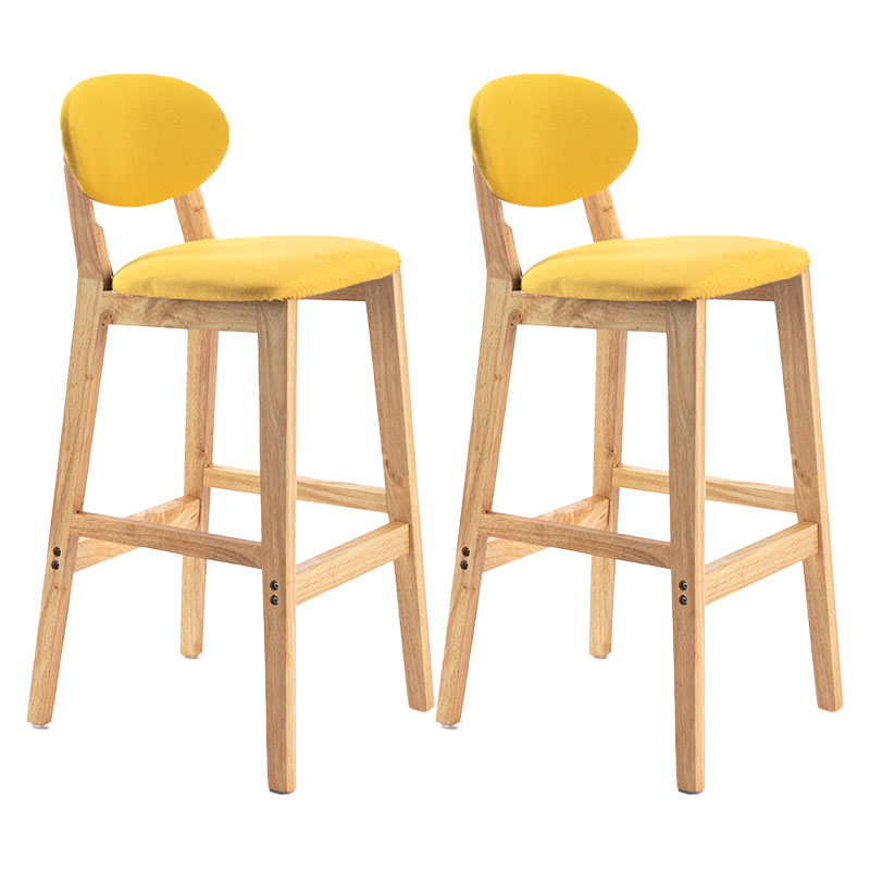 Modern Armless Backrest Counter Stool Wood Dessert Shop Bar Stool with Cushion and Pedal Yellow 2 Piece Set Clearhalo 'Bar Furniture' 'Bar Stools' 'bar_stools' 'furn' 'furn_bar_stools' 'furniture_bar_stools' 'Kitchen & Dining Furniture' 'kitchen&dining_furn' 'kitchen' 'kitchen_furn' Furniture' 4463809