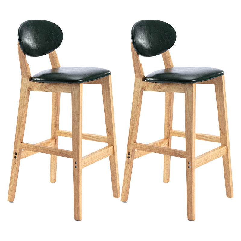 Modern Armless Backrest Counter Stool Wood Dessert Shop Bar Stool with Cushion and Pedal Blackish Green 2 Piece Set Clearhalo 'Bar Furniture' 'Bar Stools' 'bar_stools' 'furn' 'furn_bar_stools' 'furniture_bar_stools' 'Kitchen & Dining Furniture' 'kitchen&dining_furn' 'kitchen' 'kitchen_furn' Furniture' 4463810