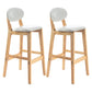 Modern Armless Backrest Counter Stool Wood Dessert Shop Bar Stool with Cushion and Pedal White 2 Piece Set Clearhalo 'Bar Furniture' 'Bar Stools' 'bar_stools' 'furn' 'furn_bar_stools' 'furniture_bar_stools' 'Kitchen & Dining Furniture' 'kitchen&dining_furn' 'kitchen' 'kitchen_furn' Furniture' 4463811