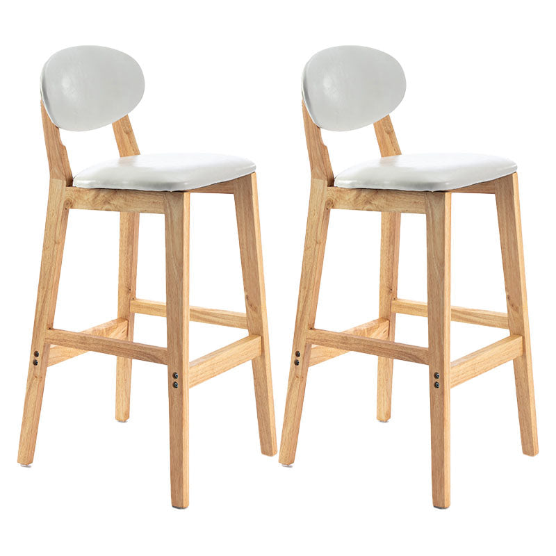 Modern Armless Backrest Counter Stool Wood Dessert Shop Bar Stool with Cushion and Pedal White 2 Piece Set Clearhalo 'Bar Furniture' 'Bar Stools' 'bar_stools' 'furn' 'furn_bar_stools' 'furniture_bar_stools' 'Kitchen & Dining Furniture' 'kitchen&dining_furn' 'kitchen' 'kitchen_furn' Furniture' 4463811