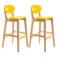 Modern Armless Backrest Counter Stool Wood Dessert Shop Bar Stool with Cushion and Pedal Fluorescent Yellow 2 Piece Set Clearhalo 'Bar Furniture' 'Bar Stools' 'bar_stools' 'furn' 'furn_bar_stools' 'furniture_bar_stools' 'Kitchen & Dining Furniture' 'kitchen&dining_furn' 'kitchen' 'kitchen_furn' Furniture' 4463813