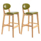 Modern Armless Backrest Counter Stool Wood Dessert Shop Bar Stool with Cushion and Pedal Army Green 2 Piece Set Clearhalo 'Bar Furniture' 'Bar Stools' 'bar_stools' 'furn' 'furn_bar_stools' 'furniture_bar_stools' 'Kitchen & Dining Furniture' 'kitchen&dining_furn' 'kitchen' 'kitchen_furn' Furniture' 4463814