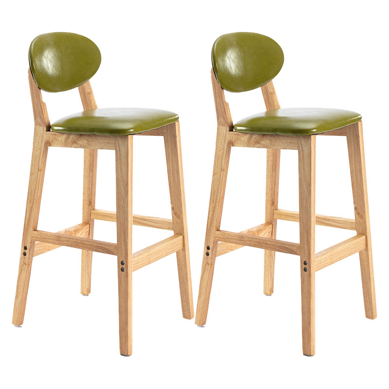 Modern Armless Backrest Counter Stool Wood Dessert Shop Bar Stool with Cushion and Pedal Army Green 2 Piece Set Clearhalo 'Bar Furniture' 'Bar Stools' 'bar_stools' 'furn' 'furn_bar_stools' 'furniture_bar_stools' 'Kitchen & Dining Furniture' 'kitchen&dining_furn' 'kitchen' 'kitchen_furn' Furniture' 4463814