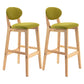 Modern Armless Backrest Counter Stool Wood Dessert Shop Bar Stool with Cushion and Pedal Light Green 2 Piece Set Clearhalo 'Bar Furniture' 'Bar Stools' 'bar_stools' 'furn' 'furn_bar_stools' 'furniture_bar_stools' 'Kitchen & Dining Furniture' 'kitchen&dining_furn' 'kitchen' 'kitchen_furn' Furniture' 4463815