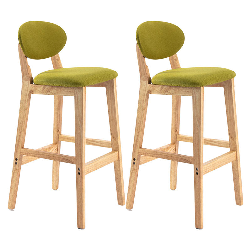 Modern Armless Backrest Counter Stool Wood Dessert Shop Bar Stool with Cushion and Pedal Light Green 2 Piece Set Clearhalo 'Bar Furniture' 'Bar Stools' 'bar_stools' 'furn' 'furn_bar_stools' 'furniture_bar_stools' 'Kitchen & Dining Furniture' 'kitchen&dining_furn' 'kitchen' 'kitchen_furn' Furniture' 4463815