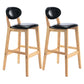 Modern Armless Backrest Counter Stool Wood Dessert Shop Bar Stool with Cushion and Pedal Black 2 Piece Set Clearhalo 'Bar Furniture' 'Bar Stools' 'bar_stools' 'furn' 'furn_bar_stools' 'furniture_bar_stools' 'Kitchen & Dining Furniture' 'kitchen&dining_furn' 'kitchen' 'kitchen_furn' Furniture' 4463817