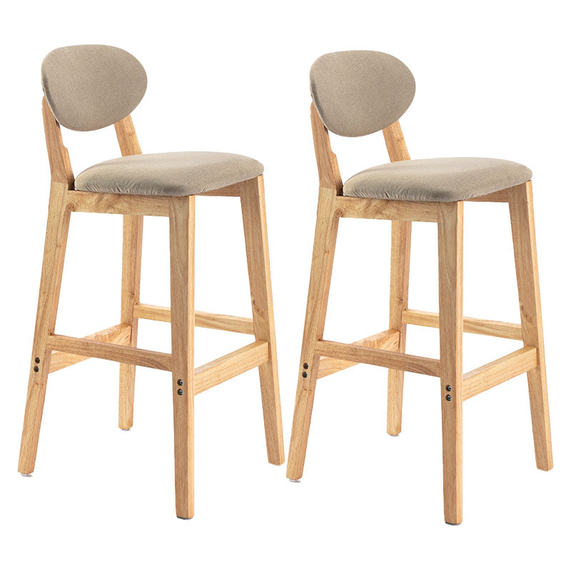 Modern Armless Backrest Counter Stool Wood Dessert Shop Bar Stool with Cushion and Pedal Khaki 2 Piece Set Clearhalo 'Bar Furniture' 'Bar Stools' 'bar_stools' 'furn' 'furn_bar_stools' 'furniture_bar_stools' 'Kitchen & Dining Furniture' 'kitchen&dining_furn' 'kitchen' 'kitchen_furn' Furniture' 4463818