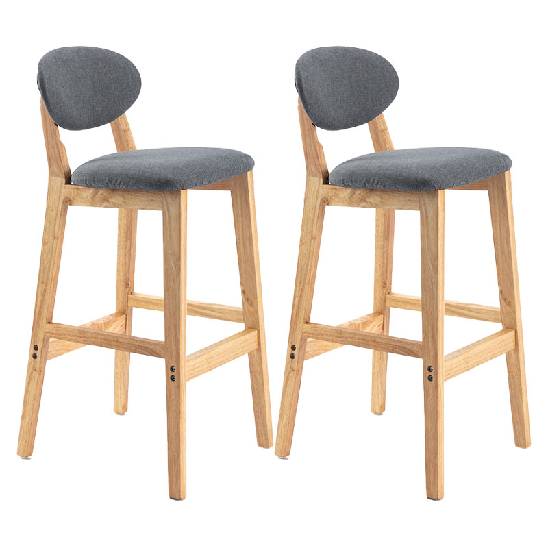 Modern Armless Backrest Counter Stool Wood Dessert Shop Bar Stool with Cushion and Pedal Dark Gray 2 Piece Set Clearhalo 'Bar Furniture' 'Bar Stools' 'bar_stools' 'furn' 'furn_bar_stools' 'furniture_bar_stools' 'Kitchen & Dining Furniture' 'kitchen&dining_furn' 'kitchen' 'kitchen_furn' Furniture' 4463819
