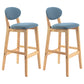 Modern Armless Backrest Counter Stool Wood Dessert Shop Bar Stool with Cushion and Pedal Sky Blue 2 Piece Set Clearhalo 'Bar Furniture' 'Bar Stools' 'bar_stools' 'furn' 'furn_bar_stools' 'furniture_bar_stools' 'Kitchen & Dining Furniture' 'kitchen&dining_furn' 'kitchen' 'kitchen_furn' Furniture' 4463820