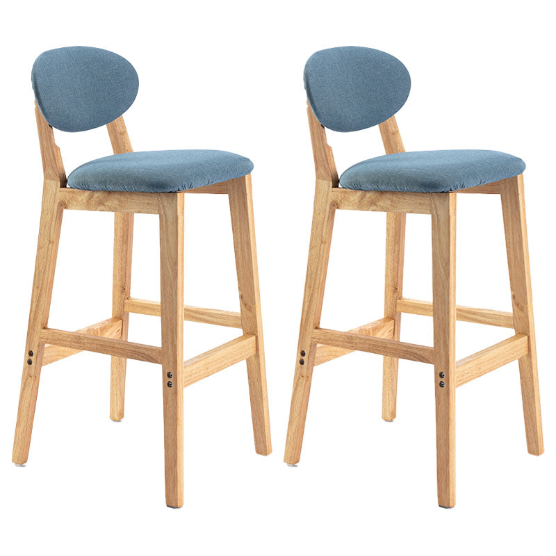 Modern Armless Backrest Counter Stool Wood Dessert Shop Bar Stool with Cushion and Pedal Sky Blue 2 Piece Set Clearhalo 'Bar Furniture' 'Bar Stools' 'bar_stools' 'furn' 'furn_bar_stools' 'furniture_bar_stools' 'Kitchen & Dining Furniture' 'kitchen&dining_furn' 'kitchen' 'kitchen_furn' Furniture' 4463820