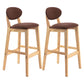 Modern Armless Backrest Counter Stool Wood Dessert Shop Bar Stool with Cushion and Pedal Coffee 2 Piece Set Clearhalo 'Bar Furniture' 'Bar Stools' 'bar_stools' 'furn' 'furn_bar_stools' 'furniture_bar_stools' 'Kitchen & Dining Furniture' 'kitchen&dining_furn' 'kitchen' 'kitchen_furn' Furniture' 4463821