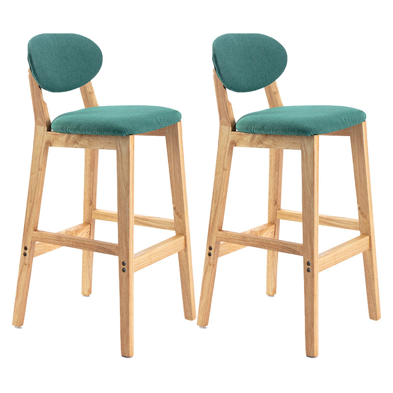 Modern Armless Backrest Counter Stool Wood Dessert Shop Bar Stool with Cushion and Pedal Mint Green 2 Piece Set Clearhalo 'Bar Furniture' 'Bar Stools' 'bar_stools' 'furn' 'furn_bar_stools' 'furniture_bar_stools' 'Kitchen & Dining Furniture' 'kitchen&dining_furn' 'kitchen' 'kitchen_furn' Furniture' 4463822