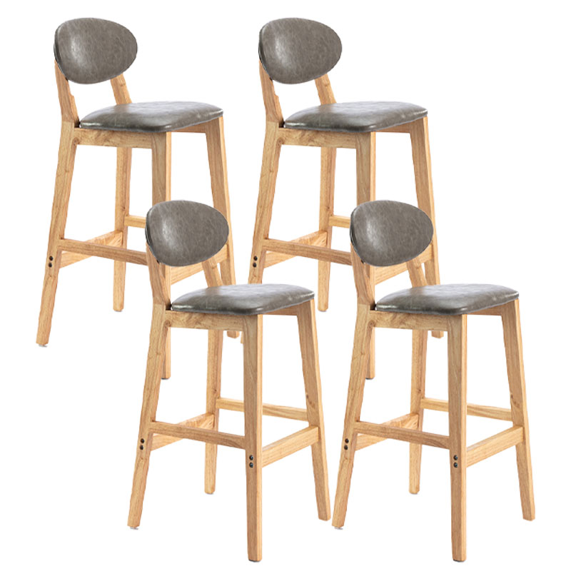 Modern Armless Backrest Counter Stool Wood Dessert Shop Bar Stool with Cushion and Pedal Grey 4 Piece Set Clearhalo 'Bar Furniture' 'Bar Stools' 'bar_stools' 'furn' 'furn_bar_stools' 'furniture_bar_stools' 'Kitchen & Dining Furniture' 'kitchen&dining_furn' 'kitchen' 'kitchen_furn' Furniture' 4463823