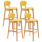 Modern Armless Backrest Counter Stool Wood Dessert Shop Bar Stool with Cushion and Pedal Yellow 4 Piece Set Clearhalo 'Bar Furniture' 'Bar Stools' 'bar_stools' 'furn' 'furn_bar_stools' 'furniture_bar_stools' 'Kitchen & Dining Furniture' 'kitchen&dining_furn' 'kitchen' 'kitchen_furn' Furniture' 4463824