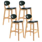 Modern Armless Backrest Counter Stool Wood Dessert Shop Bar Stool with Cushion and Pedal Blackish Green 4 Piece Set Clearhalo 'Bar Furniture' 'Bar Stools' 'bar_stools' 'furn' 'furn_bar_stools' 'furniture_bar_stools' 'Kitchen & Dining Furniture' 'kitchen&dining_furn' 'kitchen' 'kitchen_furn' Furniture' 4463825