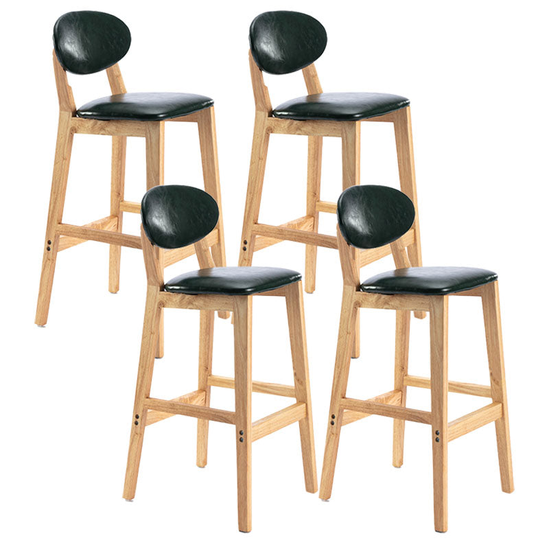 Modern Armless Backrest Counter Stool Wood Dessert Shop Bar Stool with Cushion and Pedal Blackish Green 4 Piece Set Clearhalo 'Bar Furniture' 'Bar Stools' 'bar_stools' 'furn' 'furn_bar_stools' 'furniture_bar_stools' 'Kitchen & Dining Furniture' 'kitchen&dining_furn' 'kitchen' 'kitchen_furn' Furniture' 4463825