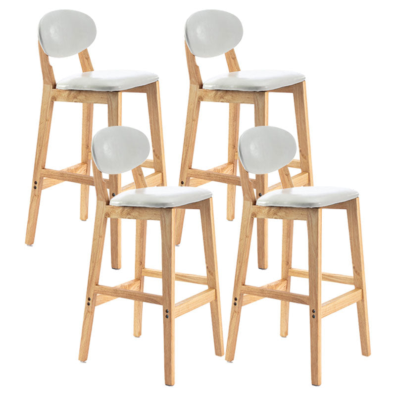 Modern Armless Backrest Counter Stool Wood Dessert Shop Bar Stool with Cushion and Pedal White 4 Piece Set Clearhalo 'Bar Furniture' 'Bar Stools' 'bar_stools' 'furn' 'furn_bar_stools' 'furniture_bar_stools' 'Kitchen & Dining Furniture' 'kitchen&dining_furn' 'kitchen' 'kitchen_furn' Furniture' 4463826