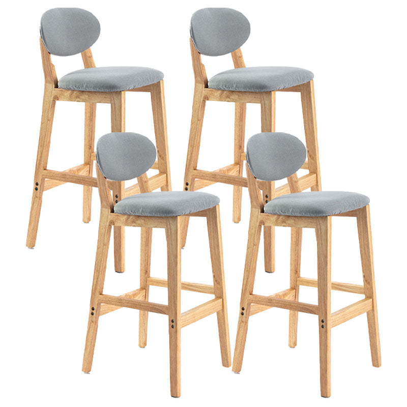 Modern Armless Backrest Counter Stool Wood Dessert Shop Bar Stool with Cushion and Pedal Light Gray 4 Piece Set Clearhalo 'Bar Furniture' 'Bar Stools' 'bar_stools' 'furn' 'furn_bar_stools' 'furniture_bar_stools' 'Kitchen & Dining Furniture' 'kitchen&dining_furn' 'kitchen' 'kitchen_furn' Furniture' 4463827