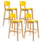 Modern Armless Backrest Counter Stool Wood Dessert Shop Bar Stool with Cushion and Pedal Fluorescent Yellow 4 Piece Set Clearhalo 'Bar Furniture' 'Bar Stools' 'bar_stools' 'furn' 'furn_bar_stools' 'furniture_bar_stools' 'Kitchen & Dining Furniture' 'kitchen&dining_furn' 'kitchen' 'kitchen_furn' Furniture' 4463828