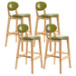 Modern Armless Backrest Counter Stool Wood Dessert Shop Bar Stool with Cushion and Pedal Army Green 4 Piece Set Clearhalo 'Bar Furniture' 'Bar Stools' 'bar_stools' 'furn' 'furn_bar_stools' 'furniture_bar_stools' 'Kitchen & Dining Furniture' 'kitchen&dining_furn' 'kitchen' 'kitchen_furn' Furniture' 4463829