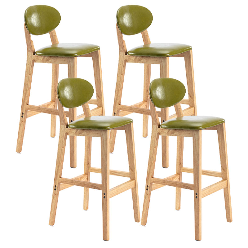 Modern Armless Backrest Counter Stool Wood Dessert Shop Bar Stool with Cushion and Pedal Army Green 4 Piece Set Clearhalo 'Bar Furniture' 'Bar Stools' 'bar_stools' 'furn' 'furn_bar_stools' 'furniture_bar_stools' 'Kitchen & Dining Furniture' 'kitchen&dining_furn' 'kitchen' 'kitchen_furn' Furniture' 4463829