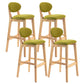 Modern Armless Backrest Counter Stool Wood Dessert Shop Bar Stool with Cushion and Pedal Light Green 4 Piece Set Clearhalo 'Bar Furniture' 'Bar Stools' 'bar_stools' 'furn' 'furn_bar_stools' 'furniture_bar_stools' 'Kitchen & Dining Furniture' 'kitchen&dining_furn' 'kitchen' 'kitchen_furn' Furniture' 4463830