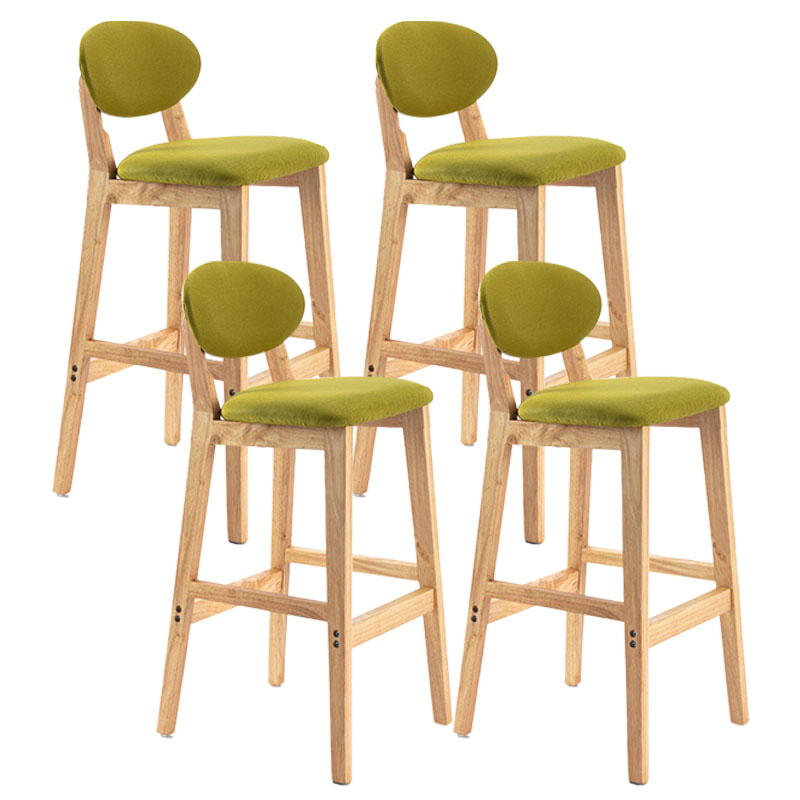 Modern Armless Backrest Counter Stool Wood Dessert Shop Bar Stool with Cushion and Pedal Light Green 4 Piece Set Clearhalo 'Bar Furniture' 'Bar Stools' 'bar_stools' 'furn' 'furn_bar_stools' 'furniture_bar_stools' 'Kitchen & Dining Furniture' 'kitchen&dining_furn' 'kitchen' 'kitchen_furn' Furniture' 4463830