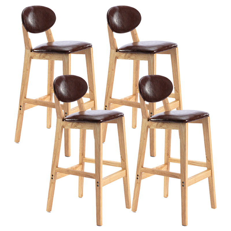 Modern Armless Backrest Counter Stool Wood Dessert Shop Bar Stool with Cushion and Pedal Dark Brown 4 Piece Set Clearhalo 'Bar Furniture' 'Bar Stools' 'bar_stools' 'furn' 'furn_bar_stools' 'furniture_bar_stools' 'Kitchen & Dining Furniture' 'kitchen&dining_furn' 'kitchen' 'kitchen_furn' Furniture' 4463831