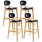 Modern Armless Backrest Counter Stool Wood Dessert Shop Bar Stool with Cushion and Pedal Black 4 Piece Set Clearhalo 'Bar Furniture' 'Bar Stools' 'bar_stools' 'furn' 'furn_bar_stools' 'furniture_bar_stools' 'Kitchen & Dining Furniture' 'kitchen&dining_furn' 'kitchen' 'kitchen_furn' Furniture' 4463832