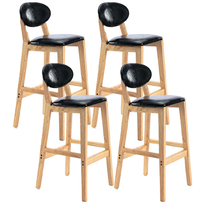 Modern Armless Backrest Counter Stool Wood Dessert Shop Bar Stool with Cushion and Pedal Black 4 Piece Set Clearhalo 'Bar Furniture' 'Bar Stools' 'bar_stools' 'furn' 'furn_bar_stools' 'furniture_bar_stools' 'Kitchen & Dining Furniture' 'kitchen&dining_furn' 'kitchen' 'kitchen_furn' Furniture' 4463832