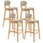 Modern Armless Backrest Counter Stool Wood Dessert Shop Bar Stool with Cushion and Pedal Khaki 4 Piece Set Clearhalo 'Bar Furniture' 'Bar Stools' 'bar_stools' 'furn' 'furn_bar_stools' 'furniture_bar_stools' 'Kitchen & Dining Furniture' 'kitchen&dining_furn' 'kitchen' 'kitchen_furn' Furniture' 4463833