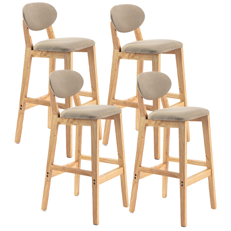 Modern Armless Backrest Counter Stool Wood Dessert Shop Bar Stool with Cushion and Pedal Khaki 4 Piece Set Clearhalo 'Bar Furniture' 'Bar Stools' 'bar_stools' 'furn' 'furn_bar_stools' 'furniture_bar_stools' 'Kitchen & Dining Furniture' 'kitchen&dining_furn' 'kitchen' 'kitchen_furn' Furniture' 4463833
