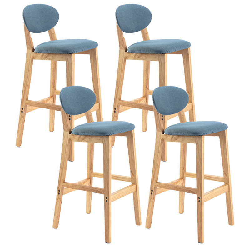 Modern Armless Backrest Counter Stool Wood Dessert Shop Bar Stool with Cushion and Pedal Sky Blue 4 Piece Set Clearhalo 'Bar Furniture' 'Bar Stools' 'bar_stools' 'furn' 'furn_bar_stools' 'furniture_bar_stools' 'Kitchen & Dining Furniture' 'kitchen&dining_furn' 'kitchen' 'kitchen_furn' Furniture' 4463835