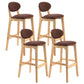 Modern Armless Backrest Counter Stool Wood Dessert Shop Bar Stool with Cushion and Pedal Coffee 4 Piece Set Clearhalo 'Bar Furniture' 'Bar Stools' 'bar_stools' 'furn' 'furn_bar_stools' 'furniture_bar_stools' 'Kitchen & Dining Furniture' 'kitchen&dining_furn' 'kitchen' 'kitchen_furn' Furniture' 4463836