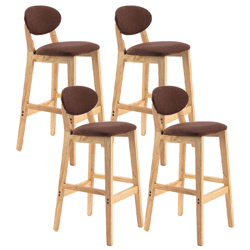 Modern Armless Backrest Counter Stool Wood Dessert Shop Bar Stool with Cushion and Pedal Coffee 4 Piece Set Clearhalo 'Bar Furniture' 'Bar Stools' 'bar_stools' 'furn' 'furn_bar_stools' 'furniture_bar_stools' 'Kitchen & Dining Furniture' 'kitchen&dining_furn' 'kitchen' 'kitchen_furn' Furniture' 4463836