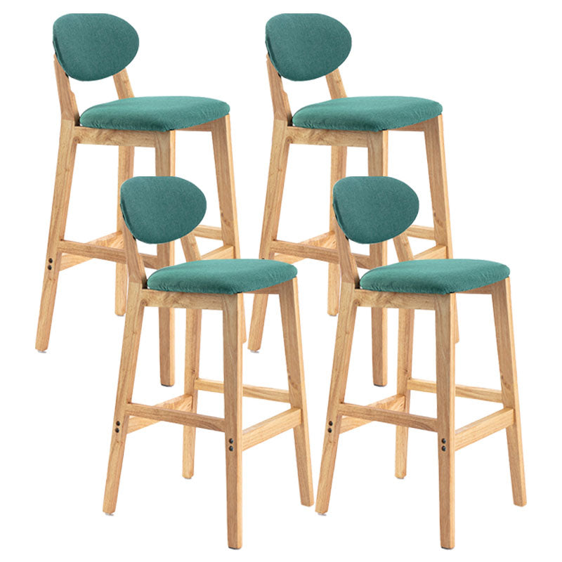 Modern Armless Backrest Counter Stool Wood Dessert Shop Bar Stool with Cushion and Pedal Mint Green 4 Piece Set Clearhalo 'Bar Furniture' 'Bar Stools' 'bar_stools' 'furn' 'furn_bar_stools' 'furniture_bar_stools' 'Kitchen & Dining Furniture' 'kitchen&dining_furn' 'kitchen' 'kitchen_furn' Furniture' 4463837