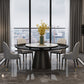 Round Dinette Table Modern Style Pedestal Dining Site Table with Turntable Black Black Clearhalo ' dining_table' 'Dining Tables & Seating' 'Dining Tables' 'furn' 'furn_dining_table' 'Furniture' 'furniture_dining_table' 'Kitchen & Dining Furniture' 'kitchen&dining_furn' 'kitchen' 'kitchen_dining_table' 4467523
