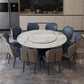 Round Dinette Table Modern Style Pedestal Dining Site Table with Turntable White Black 59.1"L x 59.1"W x 29.9"H Clearhalo ' dining_table' 'Dining Tables & Seating' 'Dining Tables' 'furn' 'furn_dining_table' 'Furniture' 'furniture_dining_table' 'Kitchen & Dining Furniture' 'kitchen&dining_furn' 'kitchen' 'kitchen_dining_table' 4467525